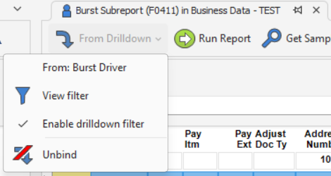 From drilldown menu