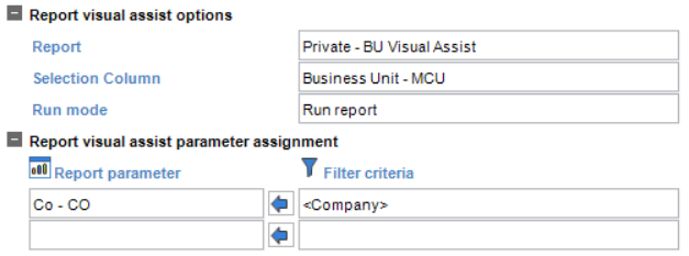 report cascading parameter setup