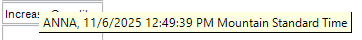 Audit information on a comment cell