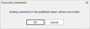 Message about clearing comments in published report