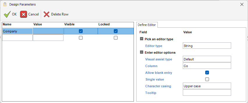 Parameter Default Visual Assist Type
