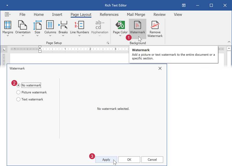 remove watermark with dialog