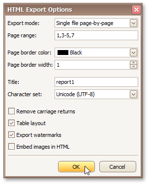 HTML-Specific Export Options | ReportsNow DAS User Guide