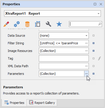 Create a parameter from the Properties window