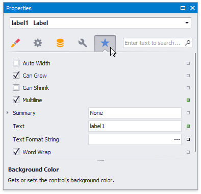 Property Grid (Tabbed View)