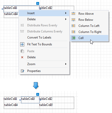 Merge Inset Tab Manage Table Structure
