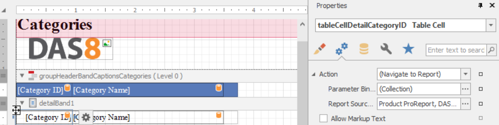Specify the Navigate to Report label
