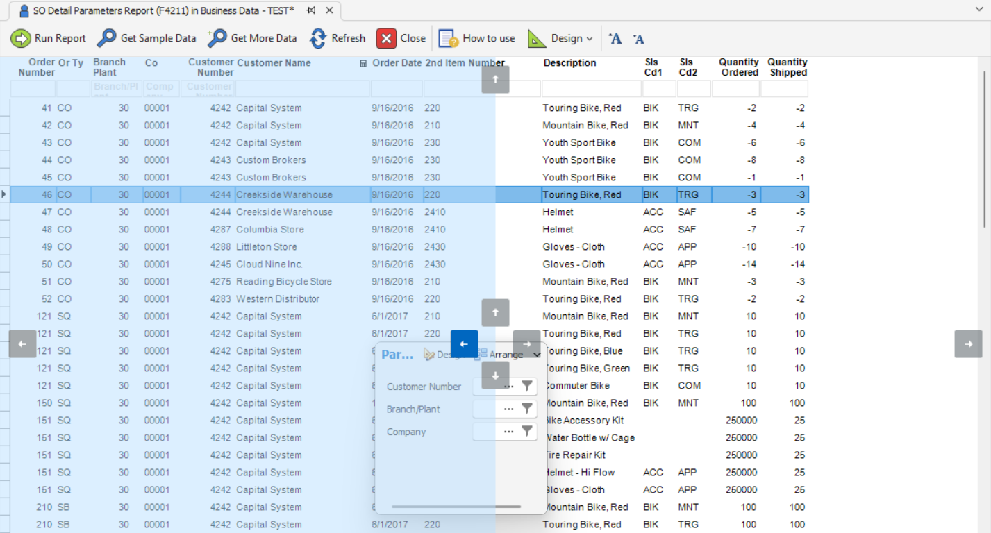 Dragging Parameter Panel