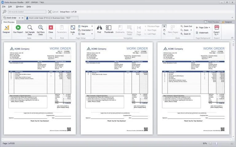 ProReports - Work Order